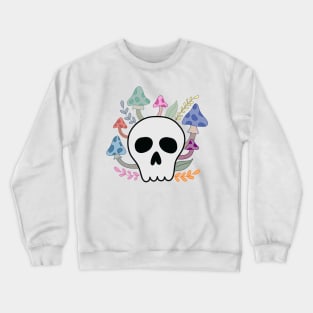 Skull with Mushrooms and Flowers Crewneck Sweatshirt